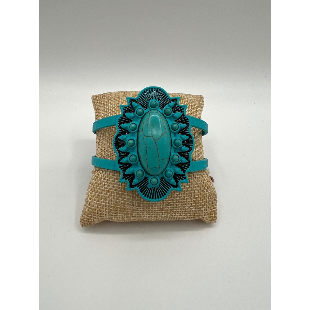 Story by Davinci Turquoise Faux Stone Western Cuff Bracelet Teal TB1292 BRTQ